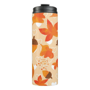 Orange Flowers: Hand Doodle Pattern. Thermal Tumbler