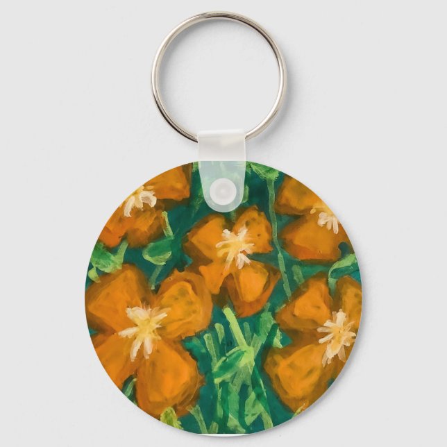 Orange Flowers Key Ring (Front)