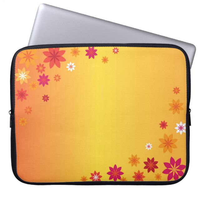 Orange Flowers Laptop Sleeve (Front)