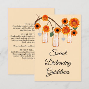 Orange Flowers Mason Jar Safety Measures Enclosure Card