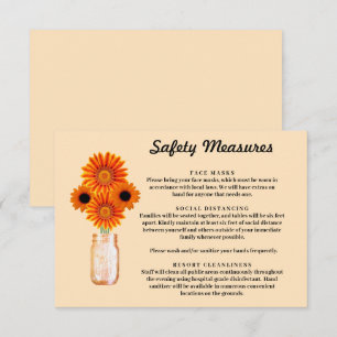 Orange Flowers Mason Jar Safety Measures Enclosure Card