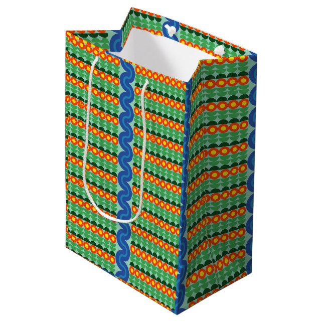Orange Flowers - Medium Gift Bag (Front Angled)