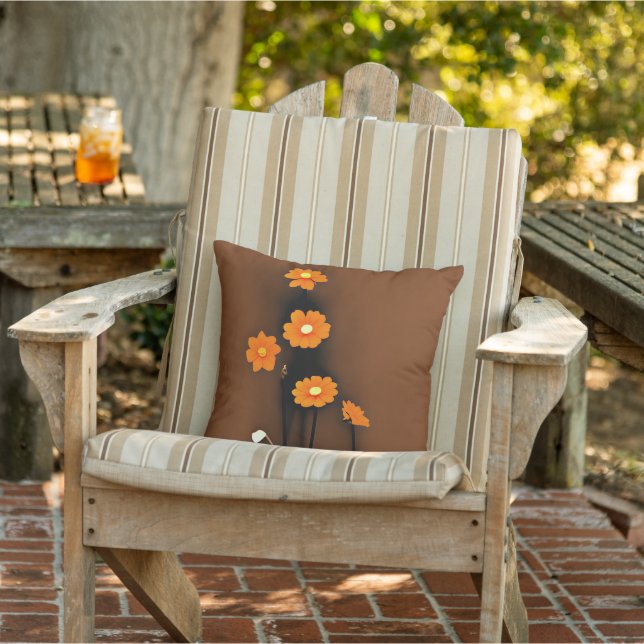 Orange flowers minimalist art cushion (Chair)