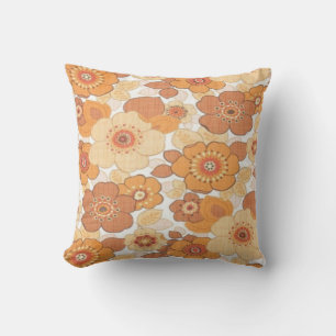 Orange flowers pattern cushion