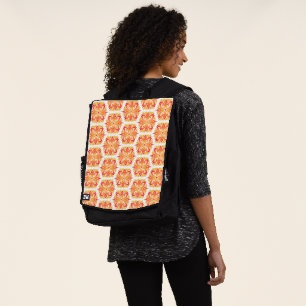 Orange Flowers, Pattern Of Flowers, Floral Pattern Backpack