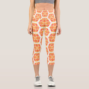 Orange Flowers, Pattern Of Flowers, Floral Pattern Capri Leggings