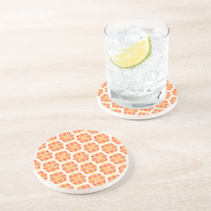 Orange Flowers, Pattern Of Flowers, Floral Pattern Coaster