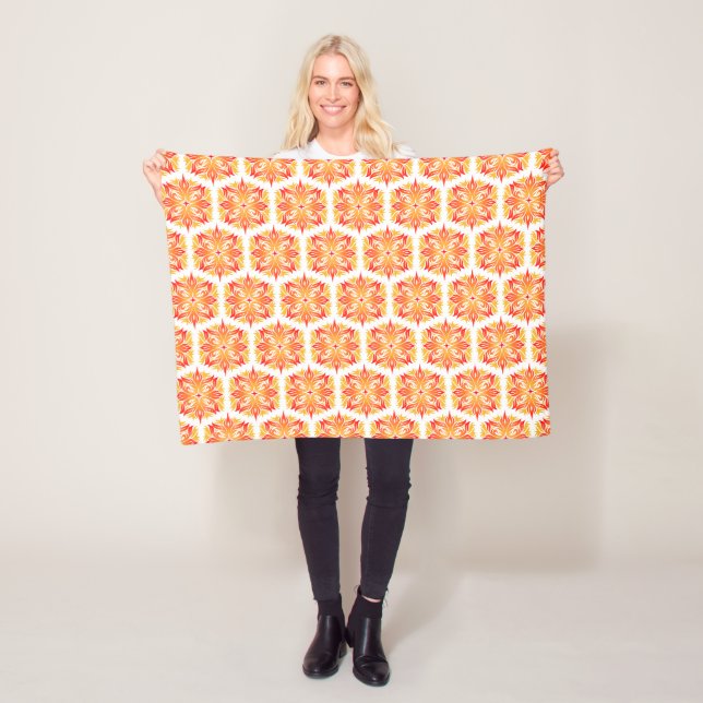 Orange Flowers, Pattern Of Flowers, Floral Pattern Fleece Blanket (In Situ)