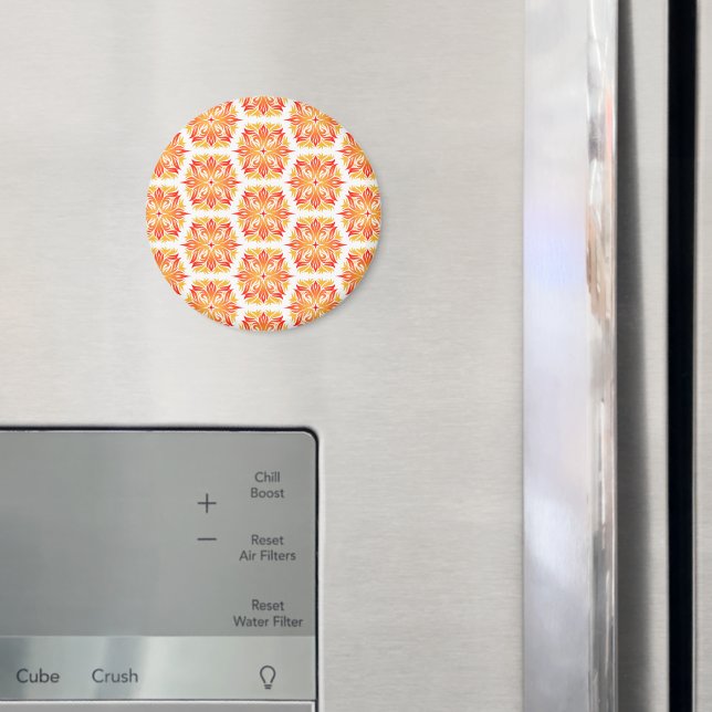 Orange Flowers, Pattern Of Flowers, Floral Pattern Magnet (In Situ (Fridge))