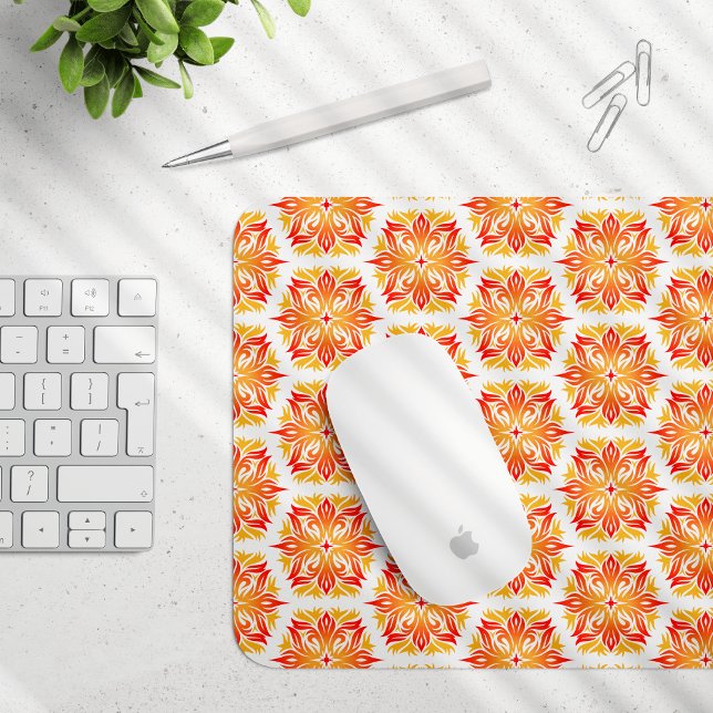 Orange Flowers, Pattern Of Flowers, Floral Pattern Mouse Pad (Creator Uploaded)