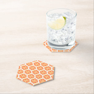Orange Flowers, Pattern Of Flowers, Floral Pattern Paper Coaster