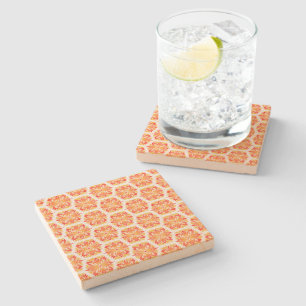 Orange Flowers, Pattern Of Flowers, Floral Pattern Stone Coaster