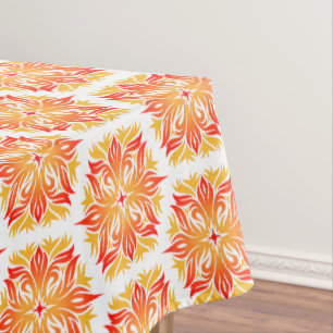 Orange Flowers, Pattern Of Flowers, Floral Pattern Tablecloth