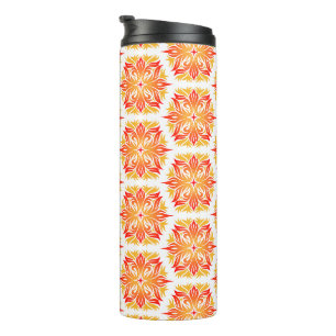 Orange Flowers, Pattern Of Flowers, Floral Pattern Thermal Tumbler