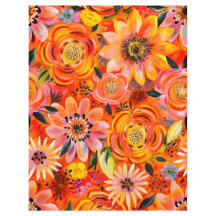 Orange flowers pattern scrapbook paper