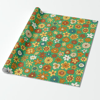 Orange Flowers pattern Wrapping Paper
