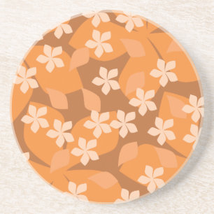 Orange Flowers. Retro Floral Pattern. Coaster