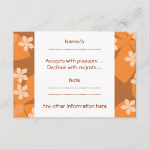 Orange Flowers. Retro Floral Pattern. RSVP Card