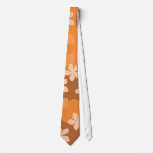Orange Flowers. Retro Floral Pattern. Tie