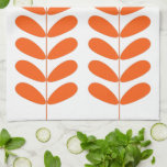 Orange Flowers Retro Mid Century Modern Tea Towel<br><div class="desc">This fabulous mid century modern kitchen towel features orange flowers on a plant stalk on a white background. This will make a fabulous addition to your home decor!</div>