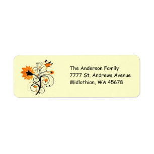 Orange Flowers Return Address Label
