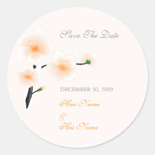 Orange Flowers Save The Date Classic Round Sticker