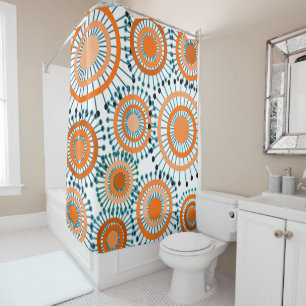 Orange Flowers  Shower Curtain