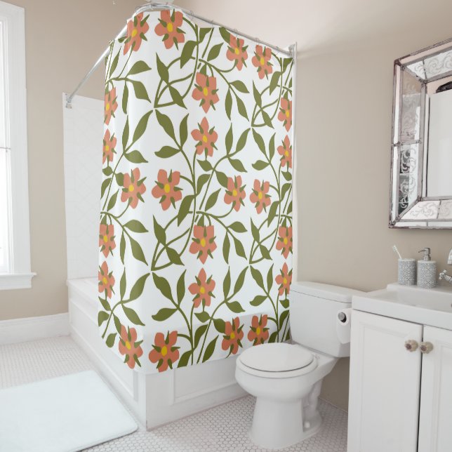 ORANGE FLOWERS  SHOWER CURTAIN (In Situ)