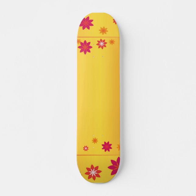 Orange Flowers Skateboard (Front)