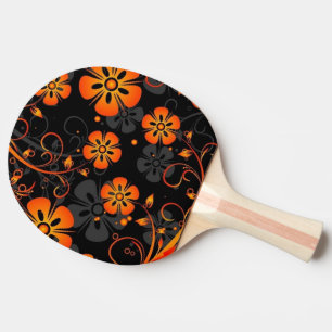 orange flowers vector art swirl ping pong paddle