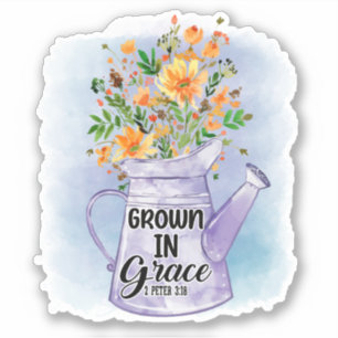 Orange Flowers Watering Can Christian Grown Grace