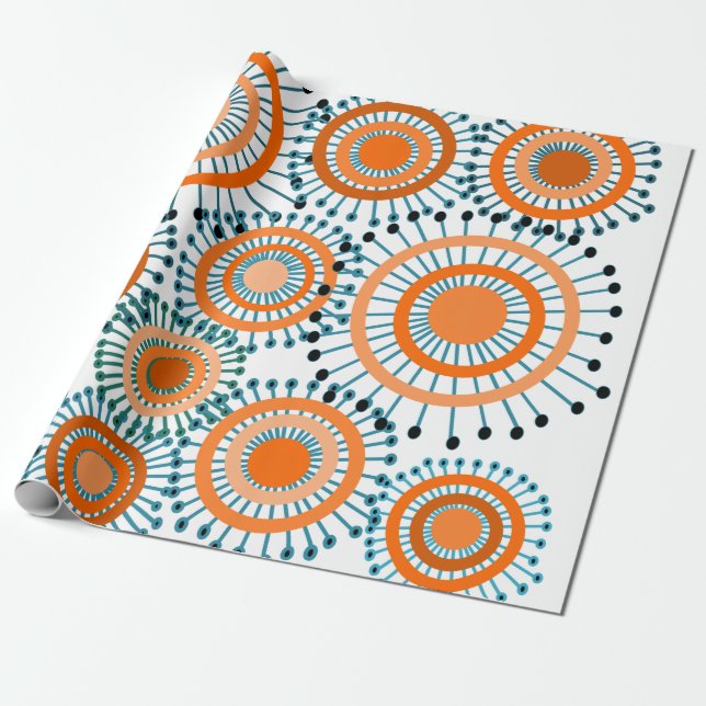 Orange Flowers  Wrapping Paper (Unrolled)