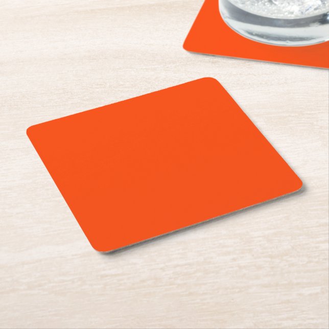 Orange Fluo Neon Colour Customise This! Square Paper Coaster (Angled)