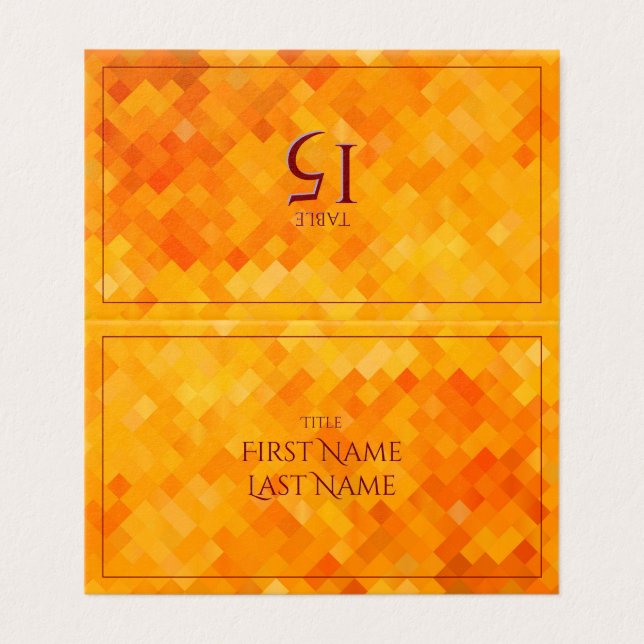 Orange Folded Card for wedding party table number (Outside Unfolded)