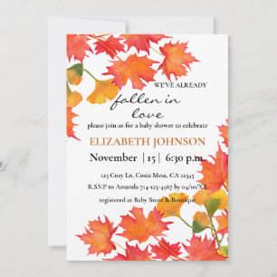 Orange Foliage Autumn Gender Neutral Baby Shower Invitation