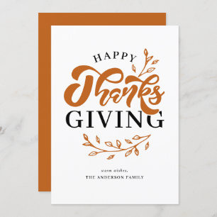 Orange Foliage Wreath Happy Thanksgiving Holiday Card