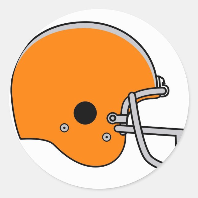 Orange football helmet classic round sticker (Front)
