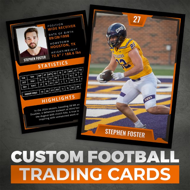 Orange Football Trading Card Football Player Photo (Creator Uploaded)