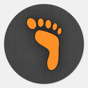 Orange Footprint Classic Round Sticker