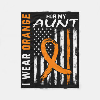 Orange For My Aunt Leukaemia Awareness American Fl Fleece Blanket