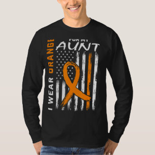 Orange For My Aunt Leukaemia Awareness American Fl T-Shirt
