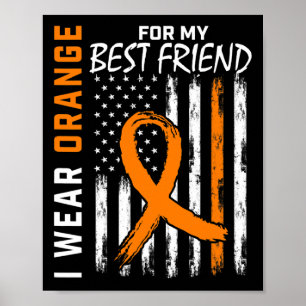Orange For My Best Friend Leukaemia Awareness Flag Poster