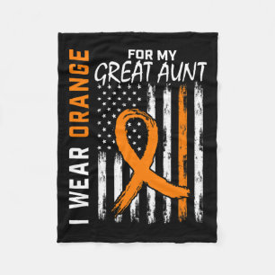 Orange For My Great Aunt Leukaemia Cancer Awarenes Fleece Blanket