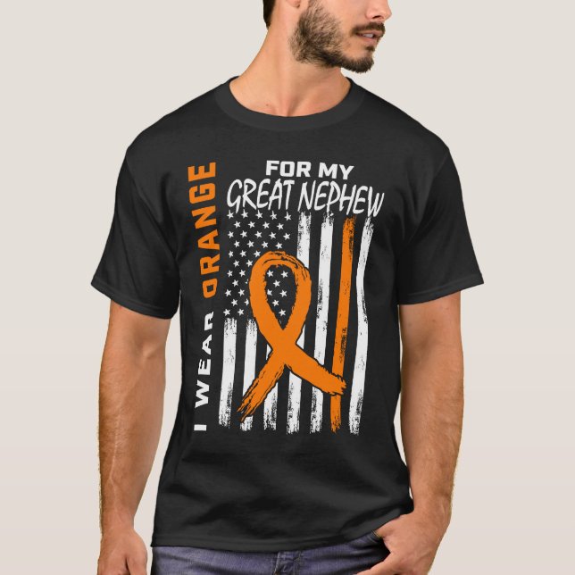 Orange For My Great Nephew Leukaemia Awareness USA T-Shirt (Front)