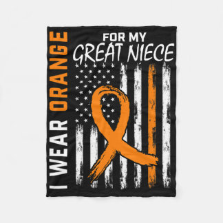 Orange For My Great Niece Leukaemia Cancer Awarene Fleece Blanket