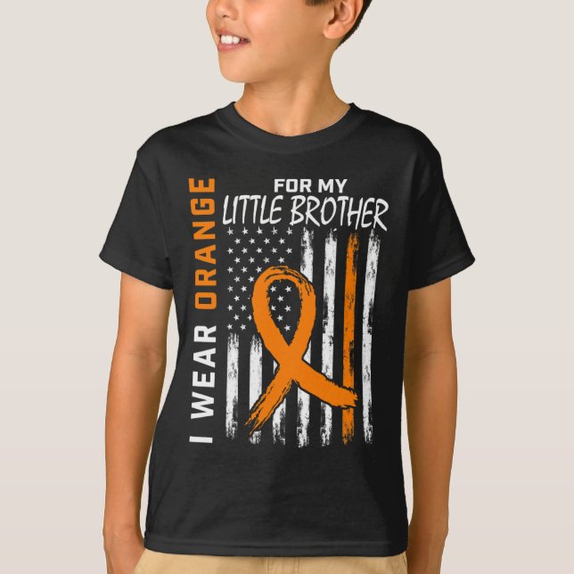 Orange For My Little Brother Leukaemia Cancer Awar T-Shirt (Front)