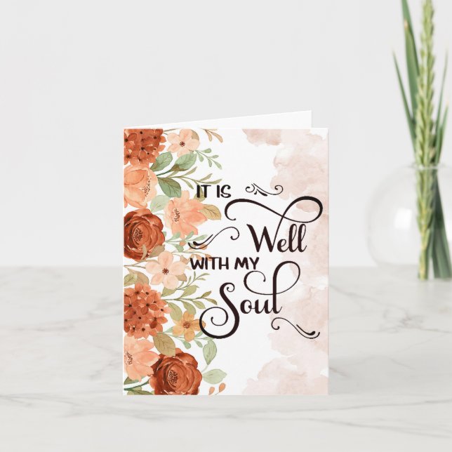 Orange  foral  It is well Card (Front)