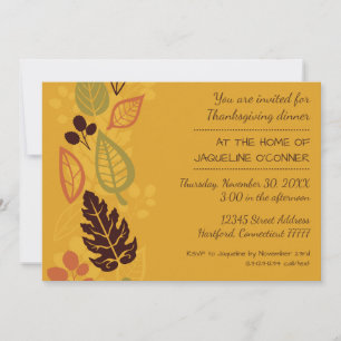 Orange Formal Leaves - Thanksgiving Dinner Invite
