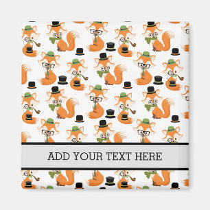 Orange Fox Autumn Trees Forest Hipster Glasses Fox Magnet