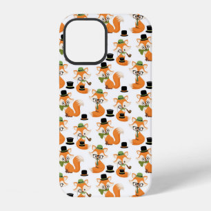 Orange Fox Black Hat Nerd Hipster Glasses Foxes iPhone 12 Case